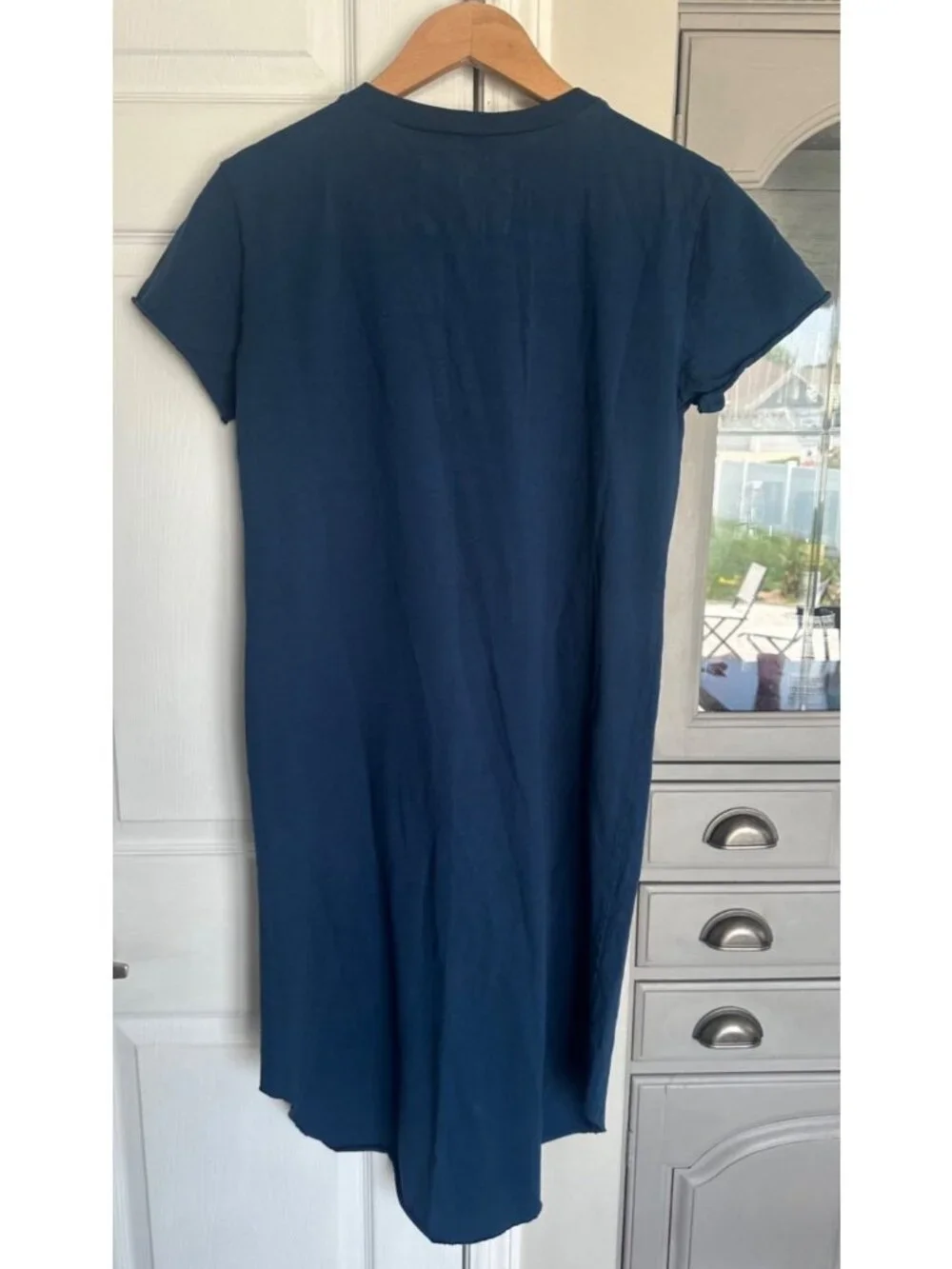Frank & Eileen Womens Medium Deep Sea Jersey Dress Minimalist Coastal